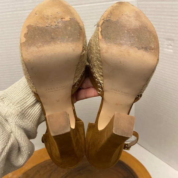 Zara Soft Suede Espadrilles platform Ankle Strap Heels - Picture 11 of 13